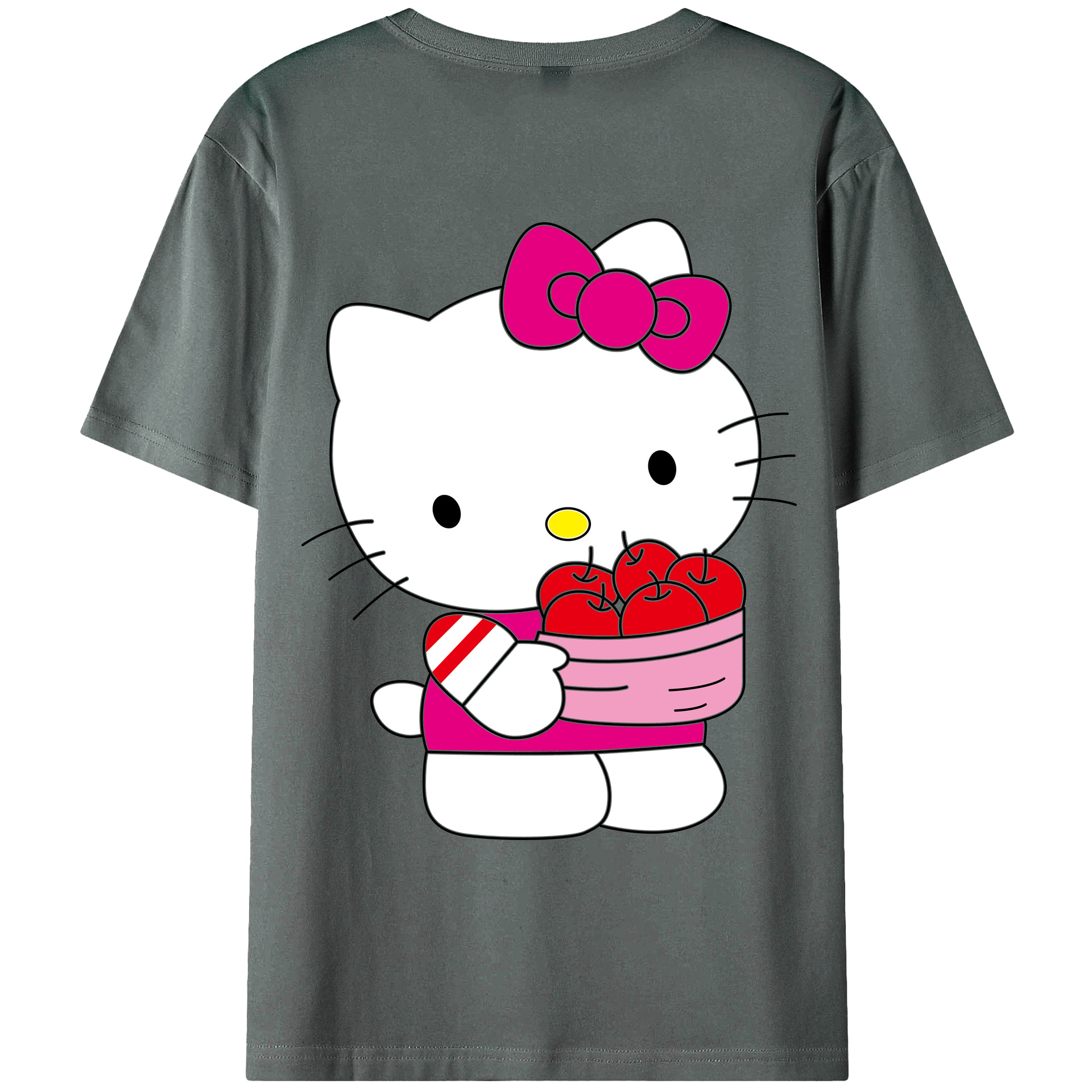 （画像用） Hello Kitty ハローキティ 綿100％ メンズ半袖Tシャツ（バックプリント） 通気性